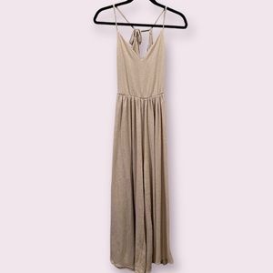 Carly Jean Los Angeles Swim Cover Up Wide Leg Jumpsuit Nude Beige Size Small